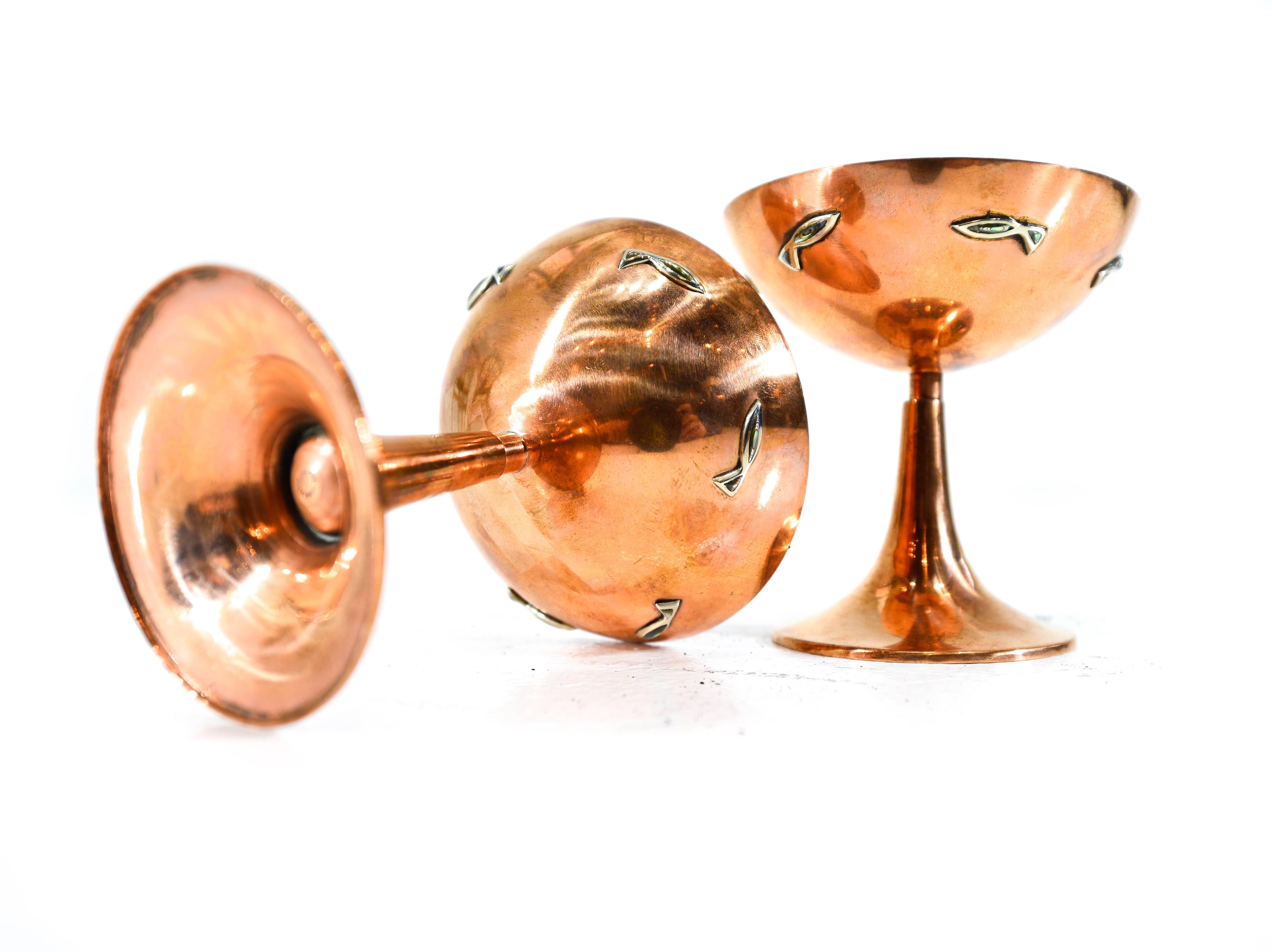 Los Castillo, Set of Six Copper Goblets For Sale 2