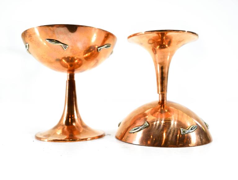 Los Castillo, Set of Six Copper Goblets For Sale at 1stDibs