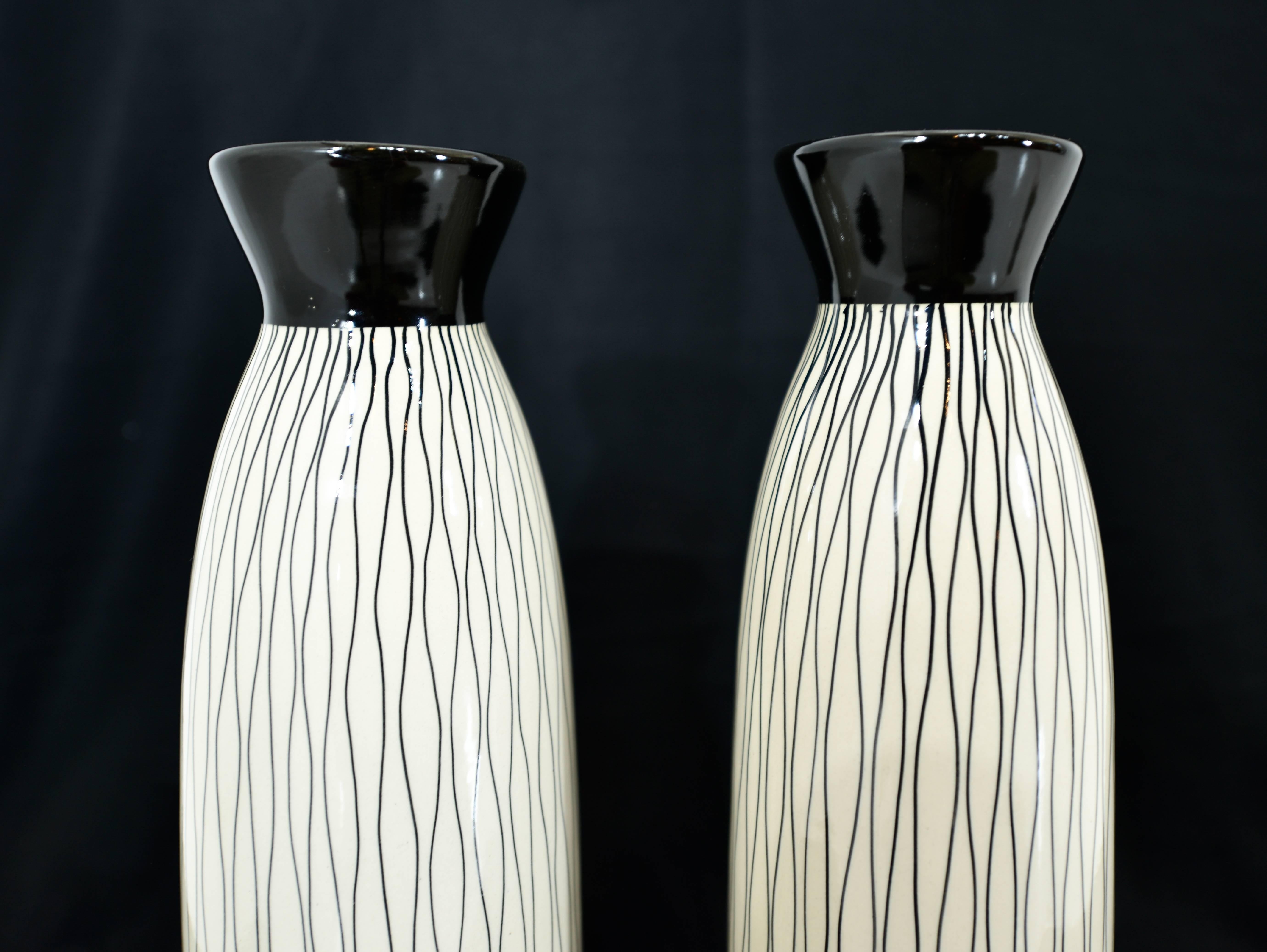 Mid-Century Modern Pair of German Ceramic Vases For Sale