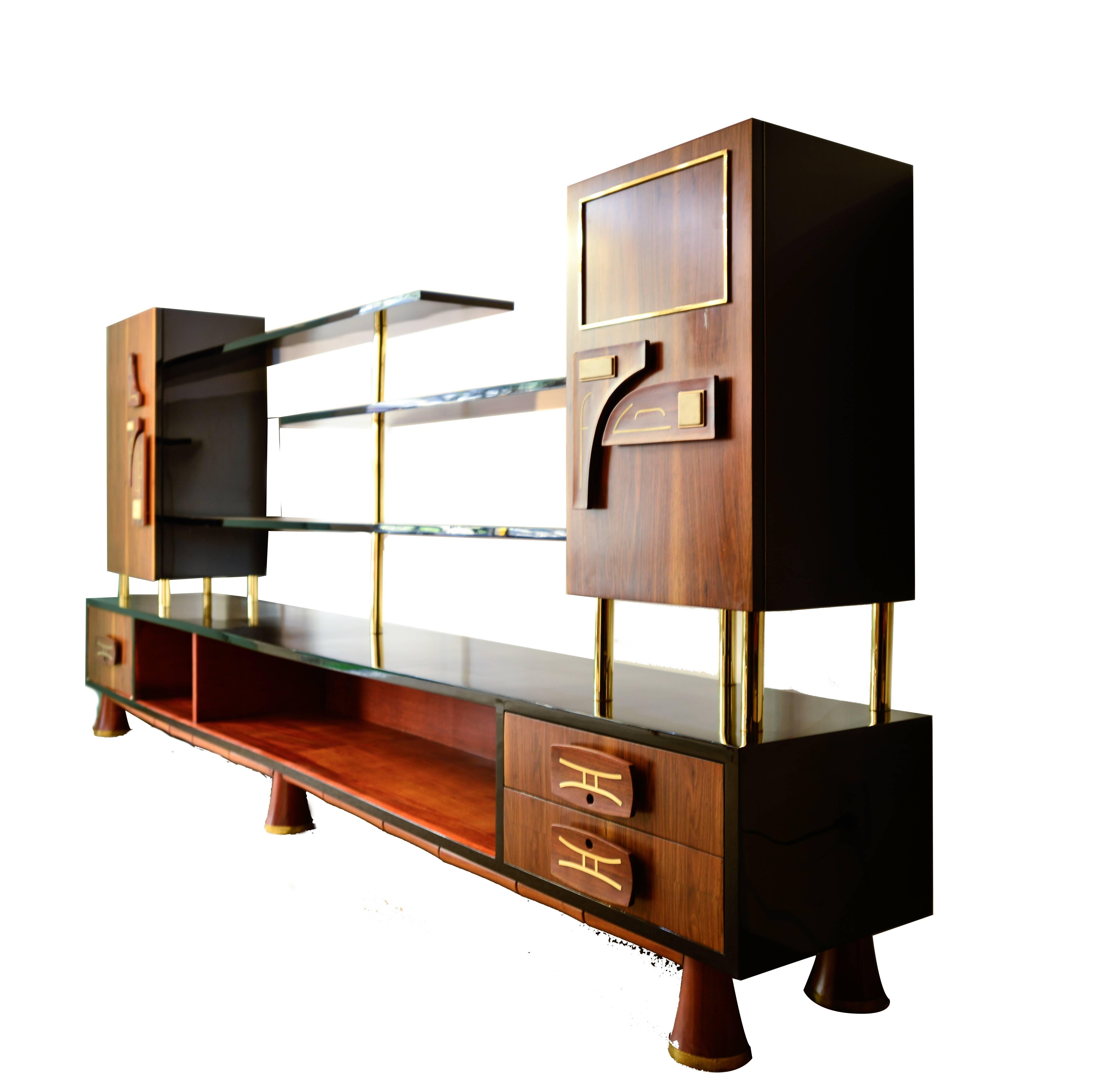 Mid-Century Modern Frank Kyle Wall Unit Bookcase or Dry Bar