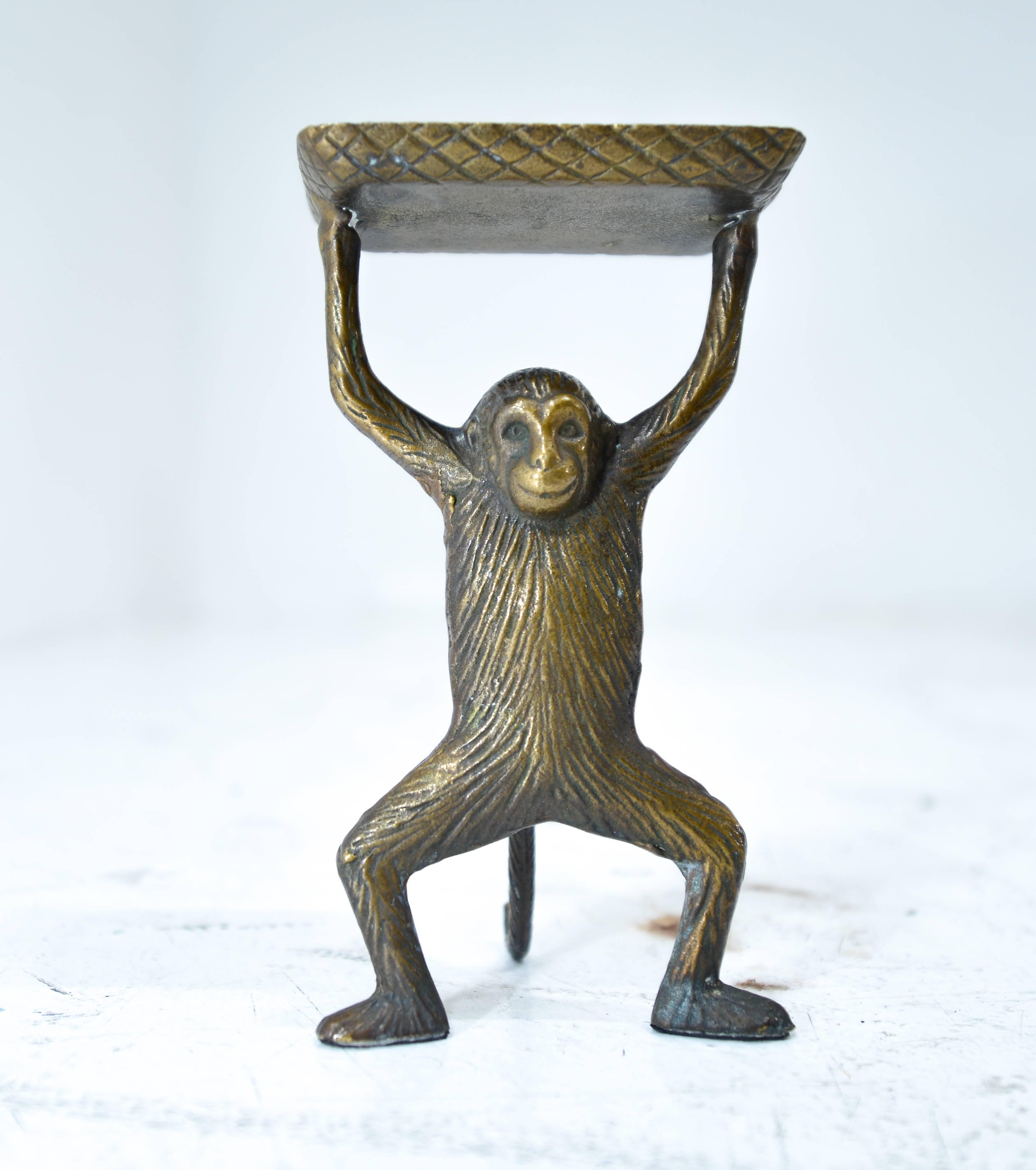 Victorian Bronze Monkey Card Holder