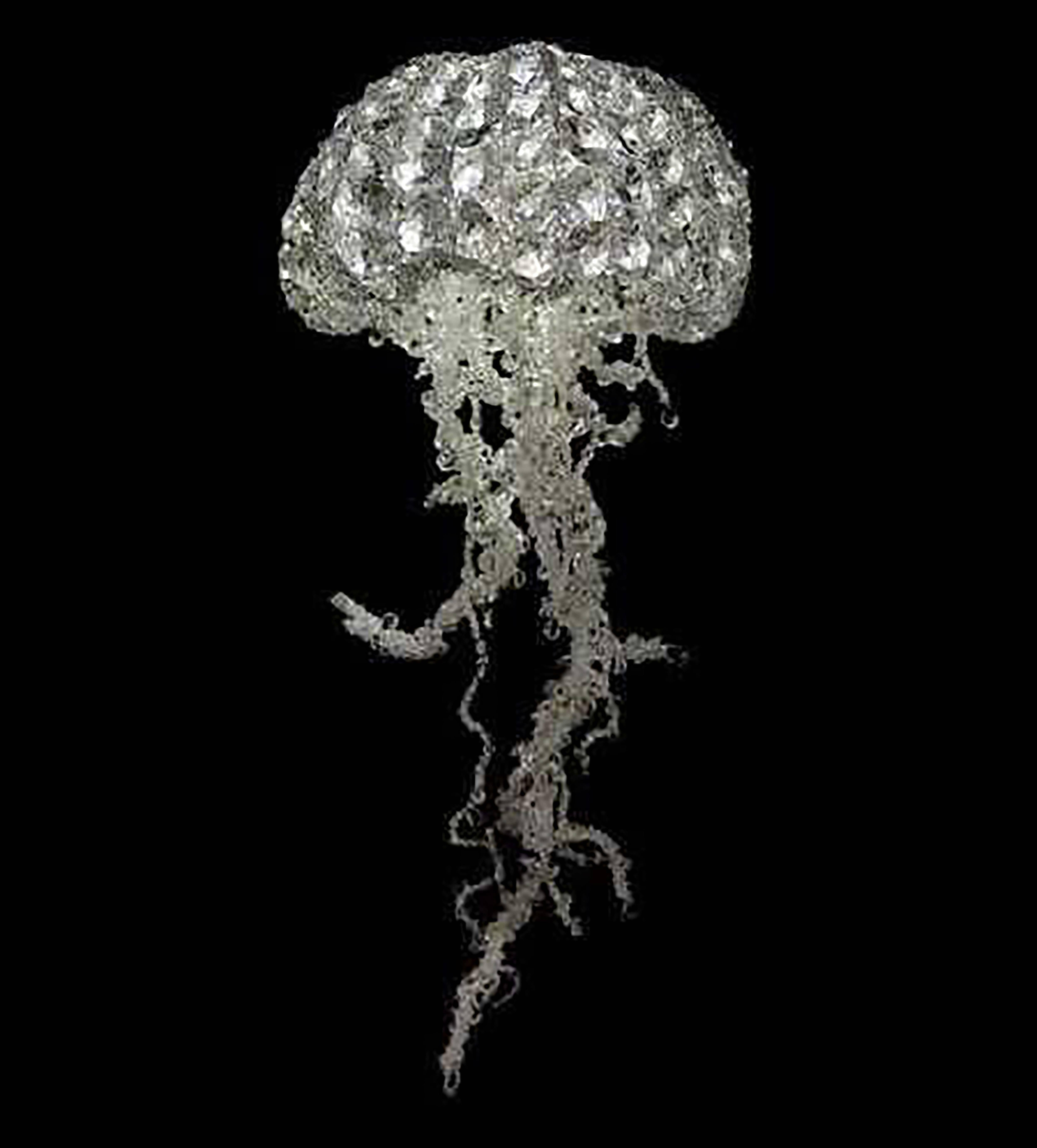 2010, handmade crystal jellyfish chandelier (LED) by Geraldine Gonzalez.
Unique piece.