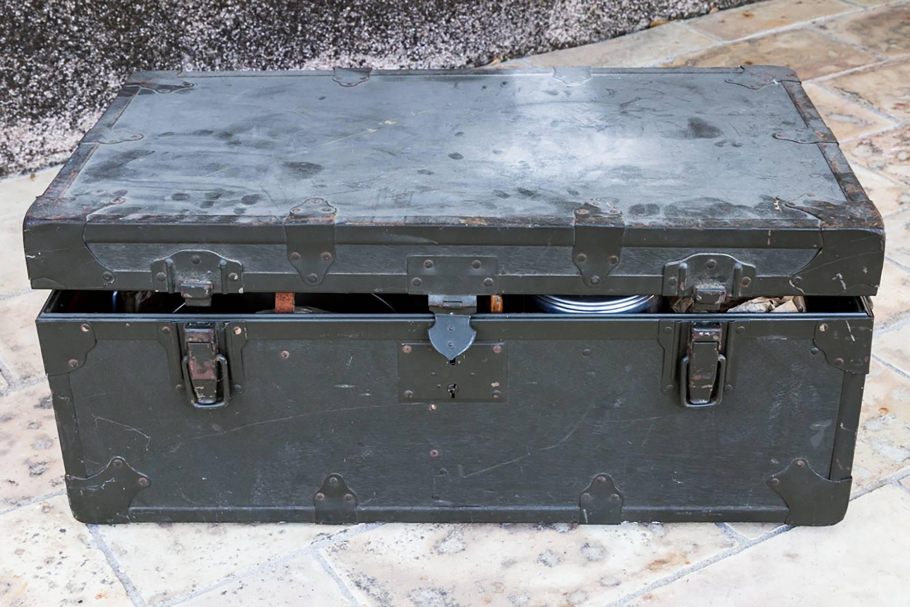 1950s, Full Military Chest, Painted Wood For Sale 3