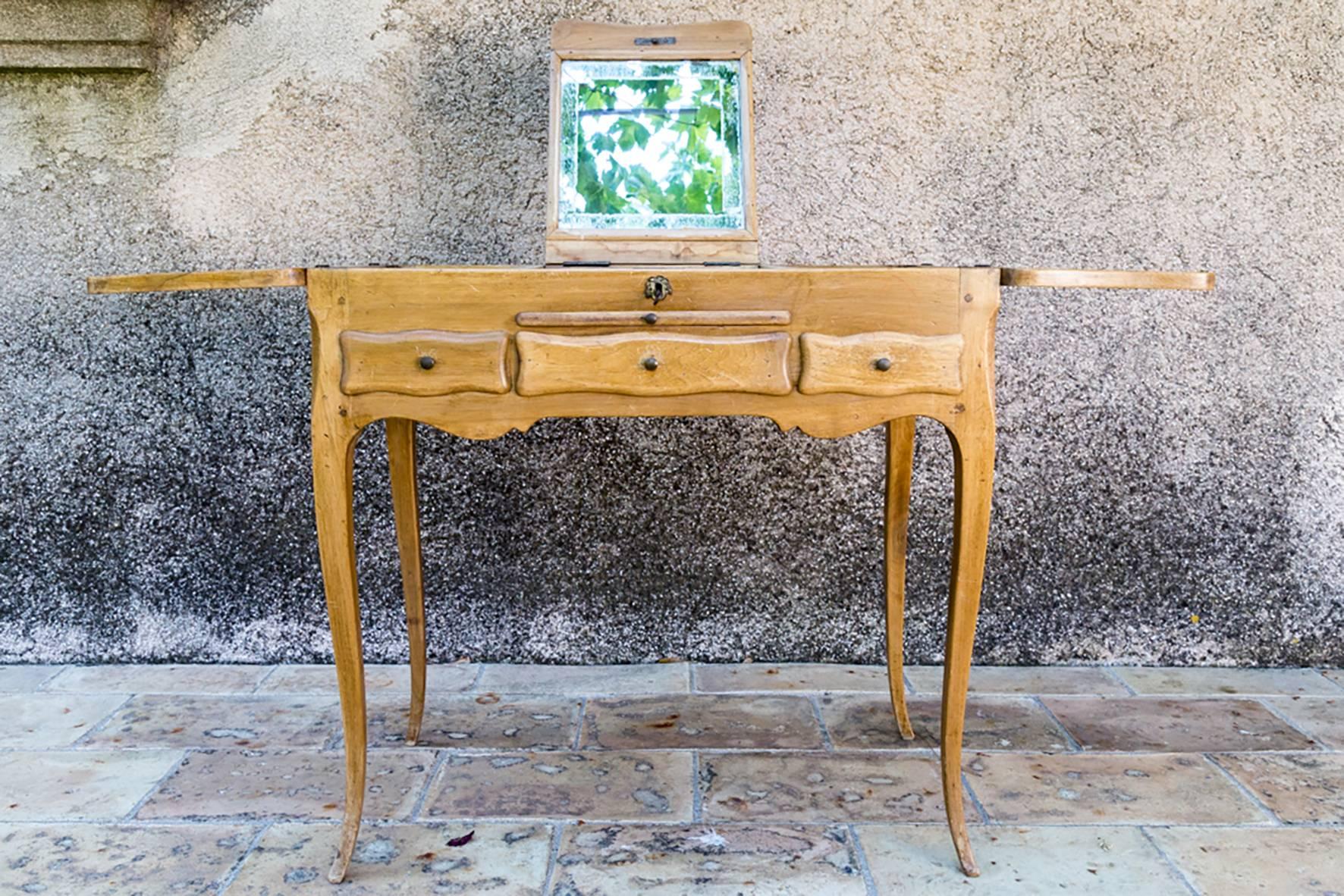 Early 20th Century Vanity Table with Mirror, Wood in Louis XV Style For Sale