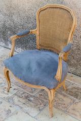 Pair of Armchairs, Louis XV, Cherry Wood, Armrests and Seating Fabrics