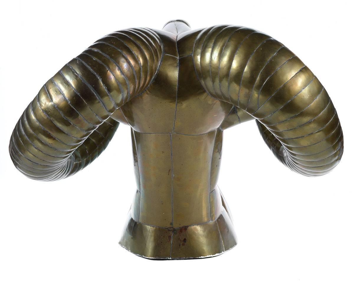 Sergio Bustamante Large Ram Head Sculpture Brass/Copper Wall mount Trophy Style 2