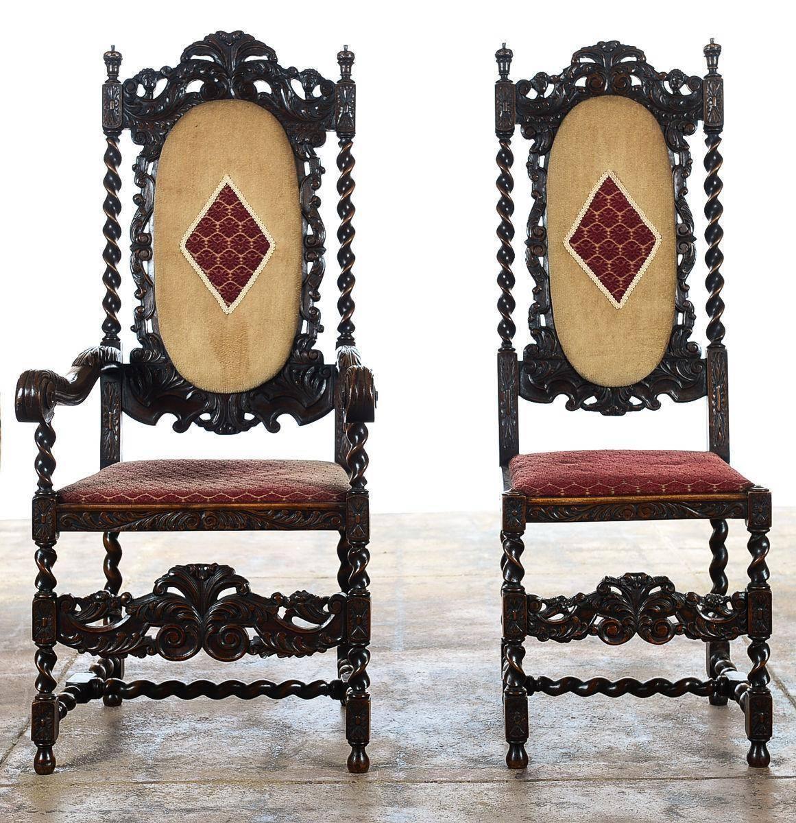 19th century English Renaissance set of 12 Dining Chairs w/Barley Twist 3