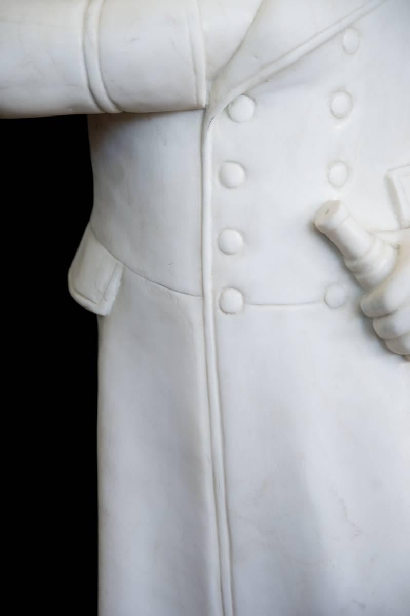 Napoleon III Carved Marble Figure of Napoleon Bonaparte with hand in waste coat For Sale