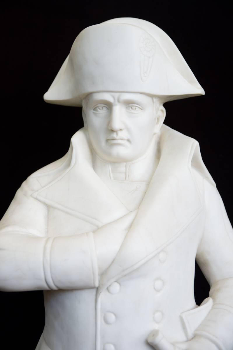 Carved Marble Figure of Napoleon Bonaparte with hand in waste coat In Excellent Condition For Sale In Los Angeles, CA