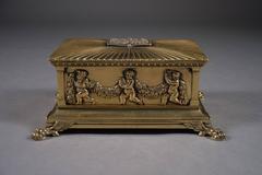 Very Fine & Large Italian Gilt Bronze & Sil Empire Style Box/Casket, circa 1900