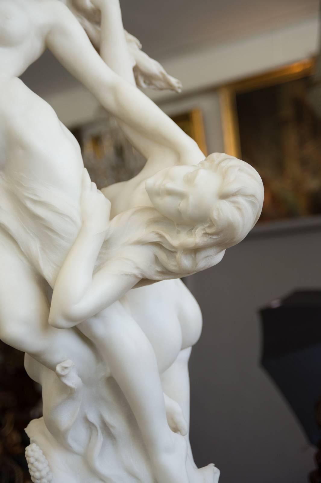 19th Century Superb Italian Marble group of Two Intertwined Ladies by Vittorio Caradossi