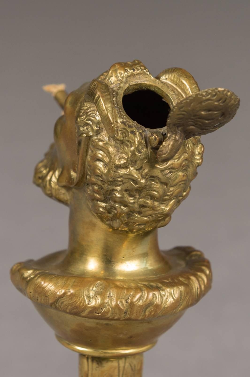 French Doré Bronze Cigar Lighter Depicting Satyr Mounted Atop a Chicken Head 3