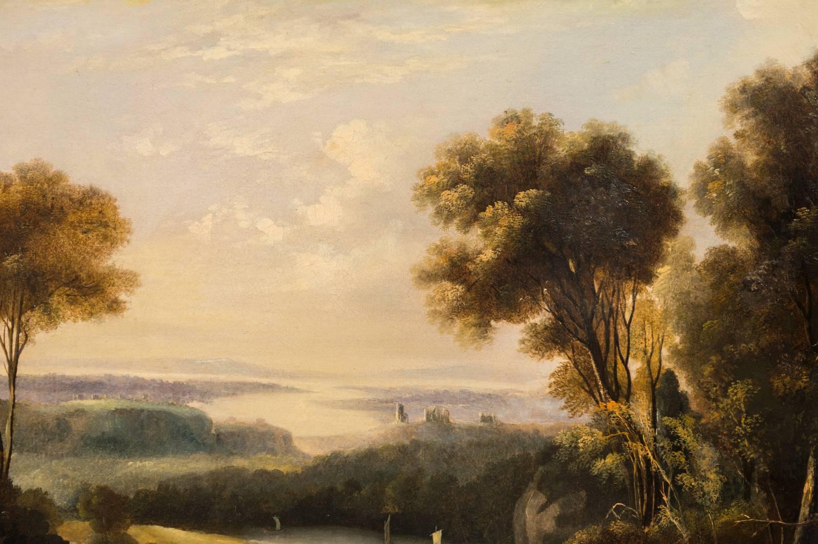 Huile sur toile britannique d'Anthony Vandyke Copley Fielding.

Britannique, 1787-1855.

Signé en bas à gauche : Copley fielding.

Encadré : 28