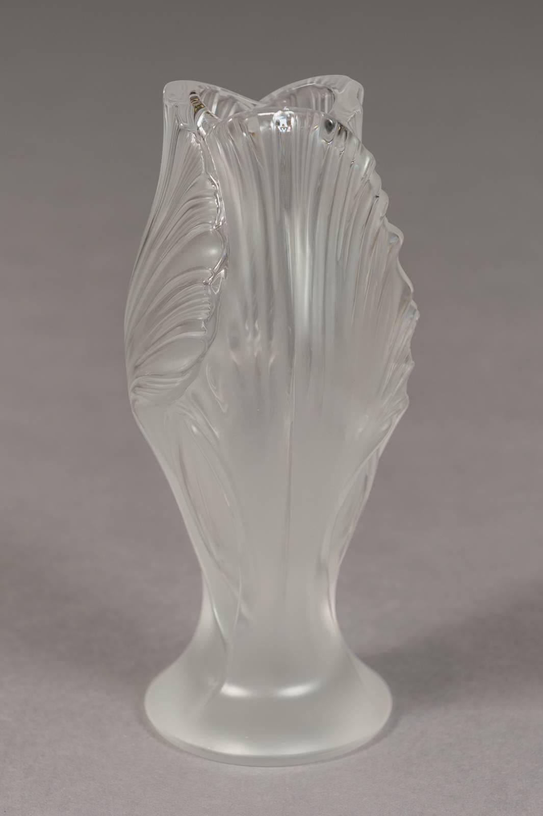 20th Century Lalique France Crystal Iris Vase