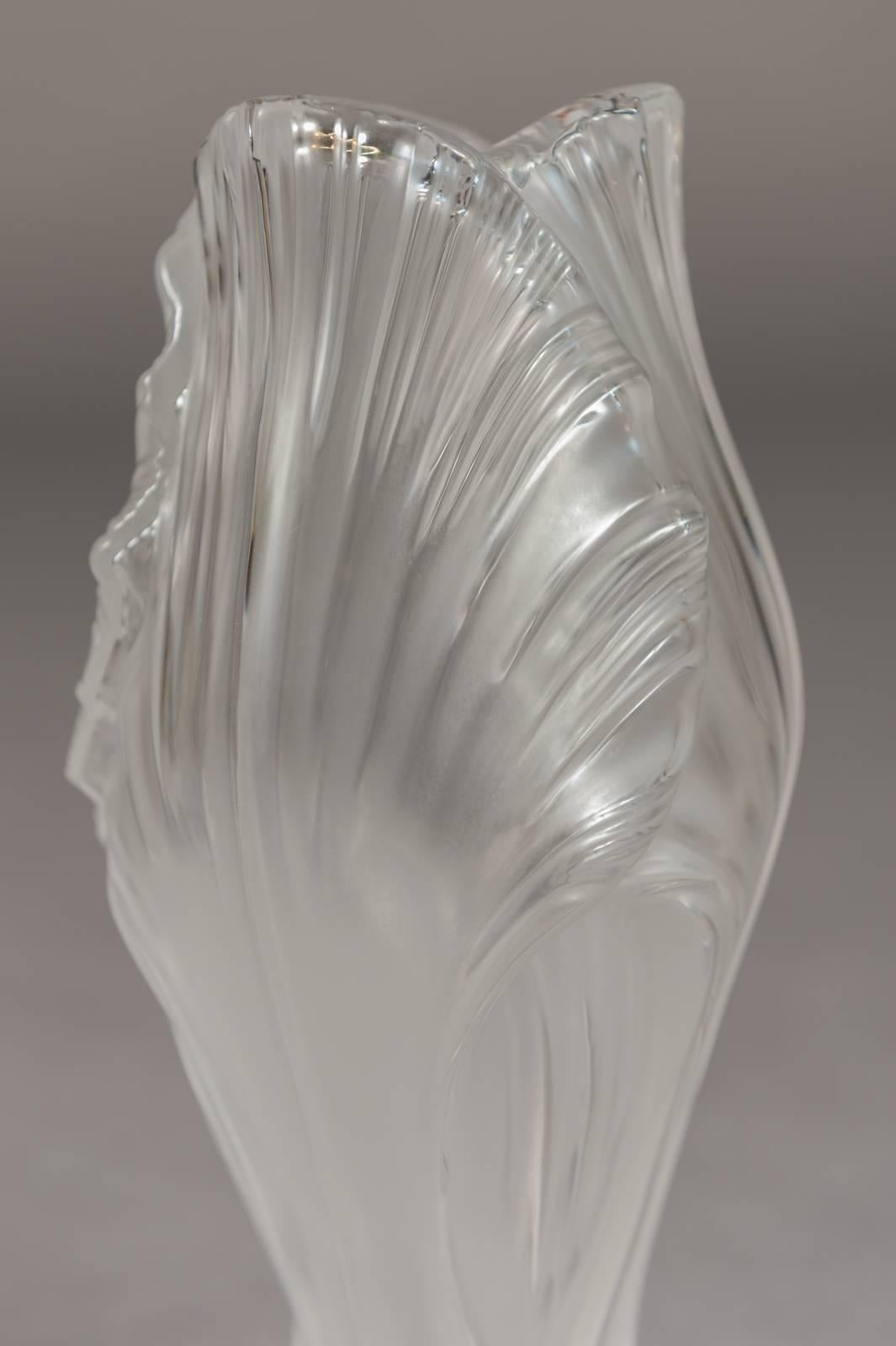Glass Lalique France Crystal Iris Vase