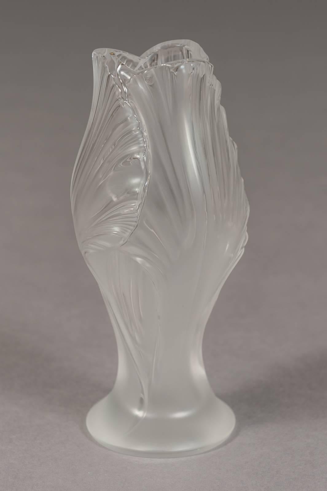 Lalique France Crystal Iris Vase 1