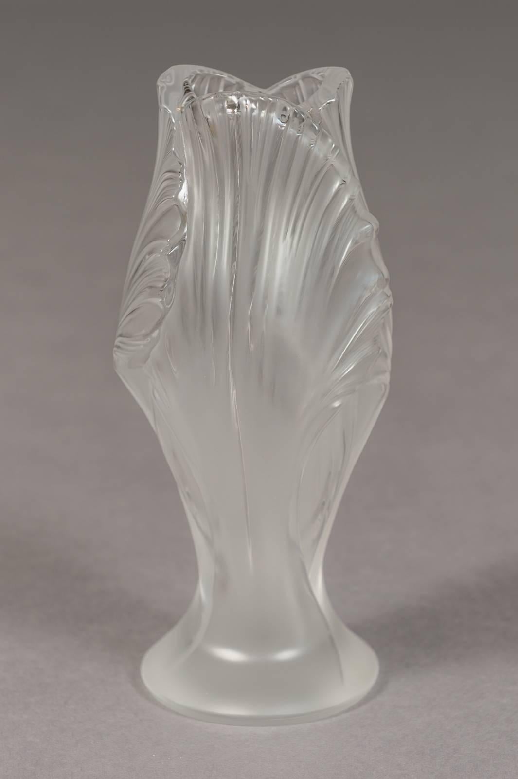 Lalique France Crystal Iris Vase 2