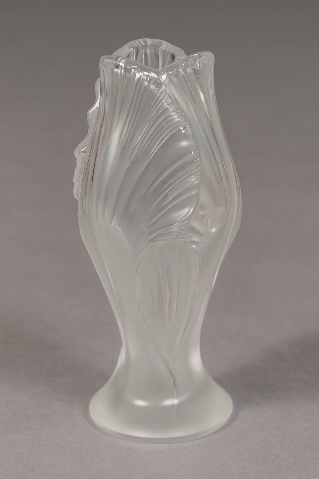 Lalique France Crystal Iris Vase 3