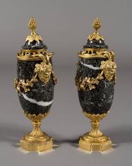 Pair 19th Century French Ormolu mounted Marble Cassolettes