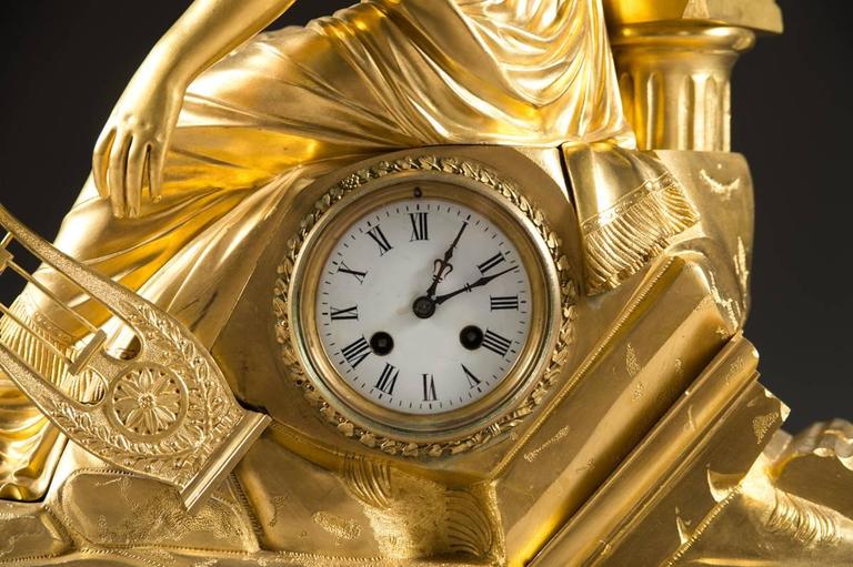 Large 19th Century French Gilt Bronze Figural Mantel Clock For Sale 5