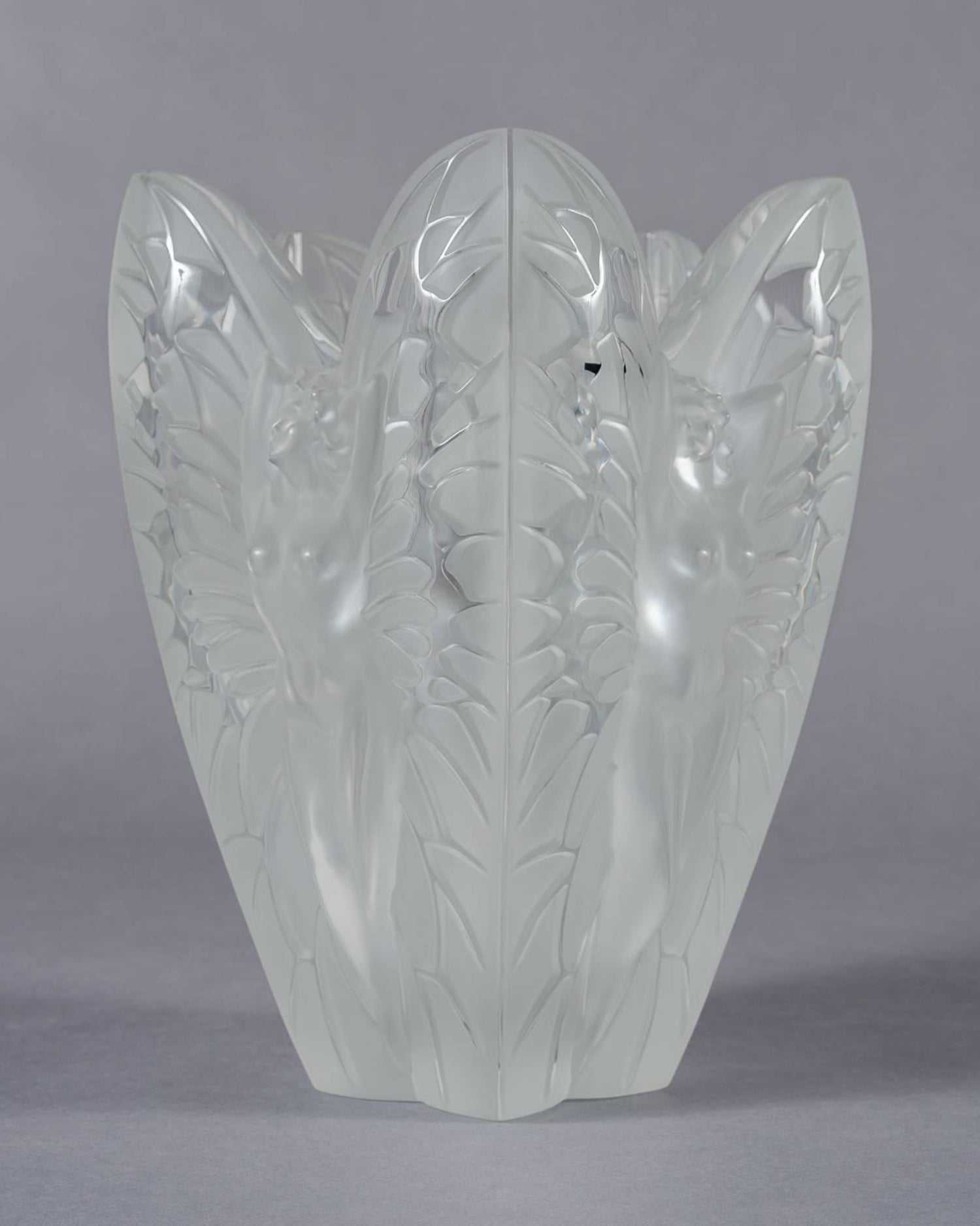 Large Lalique France Frosted and Clear Chrysalide Vase at 1stDibs