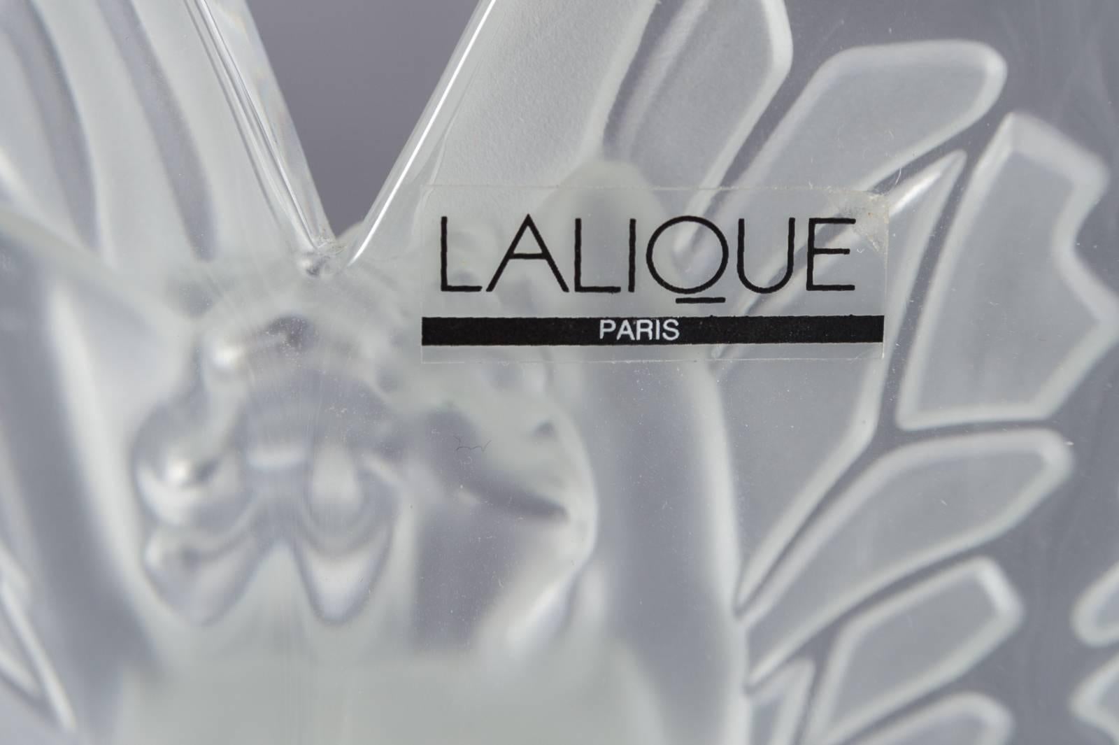 Large Lalique France Frosted and Clear Chrysalide Vase In Excellent Condition In Los Angeles, CA