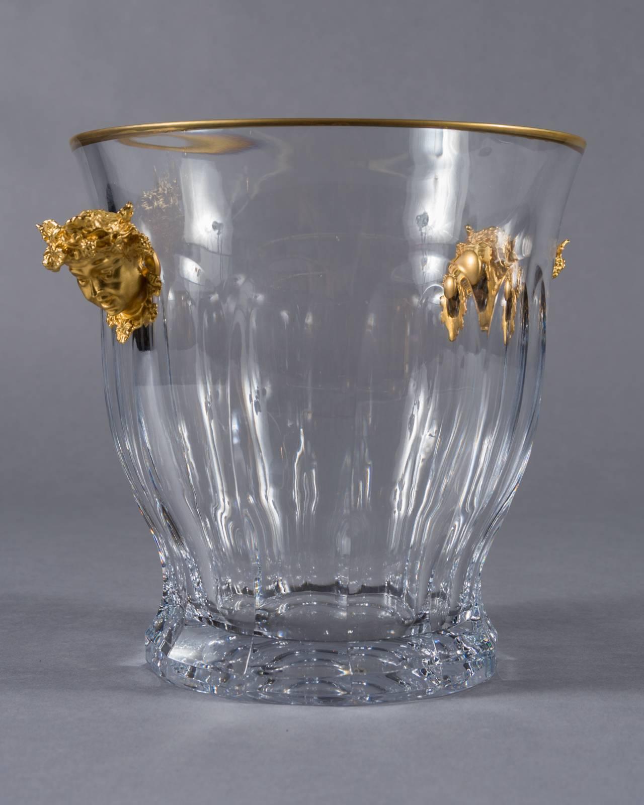 Cut Crystal and Gilt Bronze Mounted Bacchus, Tatianna Faberge Champagne Cooler In Excellent Condition In Los Angeles, CA