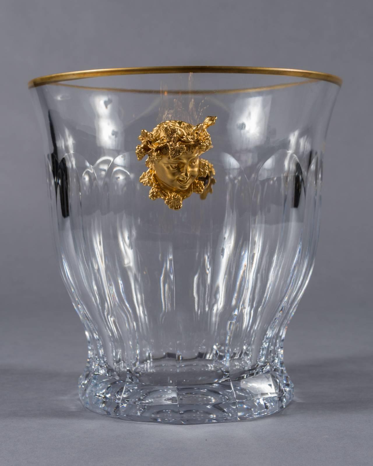 20th Century Cut Crystal and Gilt Bronze Mounted Bacchus, Tatianna Faberge Champagne Cooler
