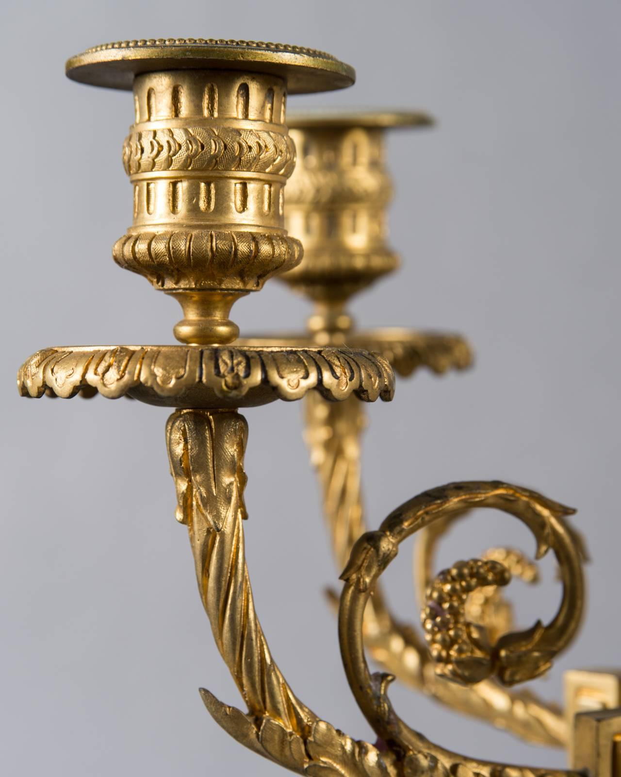 Napoleon III Pair of 19th Century French Gilt Bronze Four-Branch Figural Candelabras For Sale