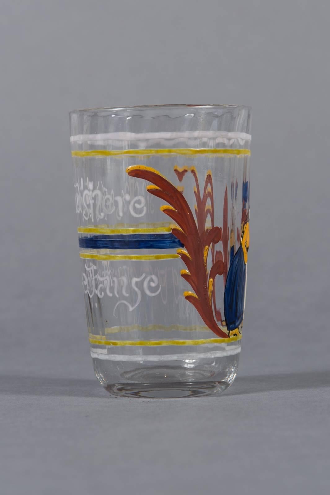 Ein ungewöhnlicher Pokal aus emailliertem Glas von Emile Galle 

Durchgehend mit Emaille-Verzierungen geschmückt

Ausgezeichneter Zustand.