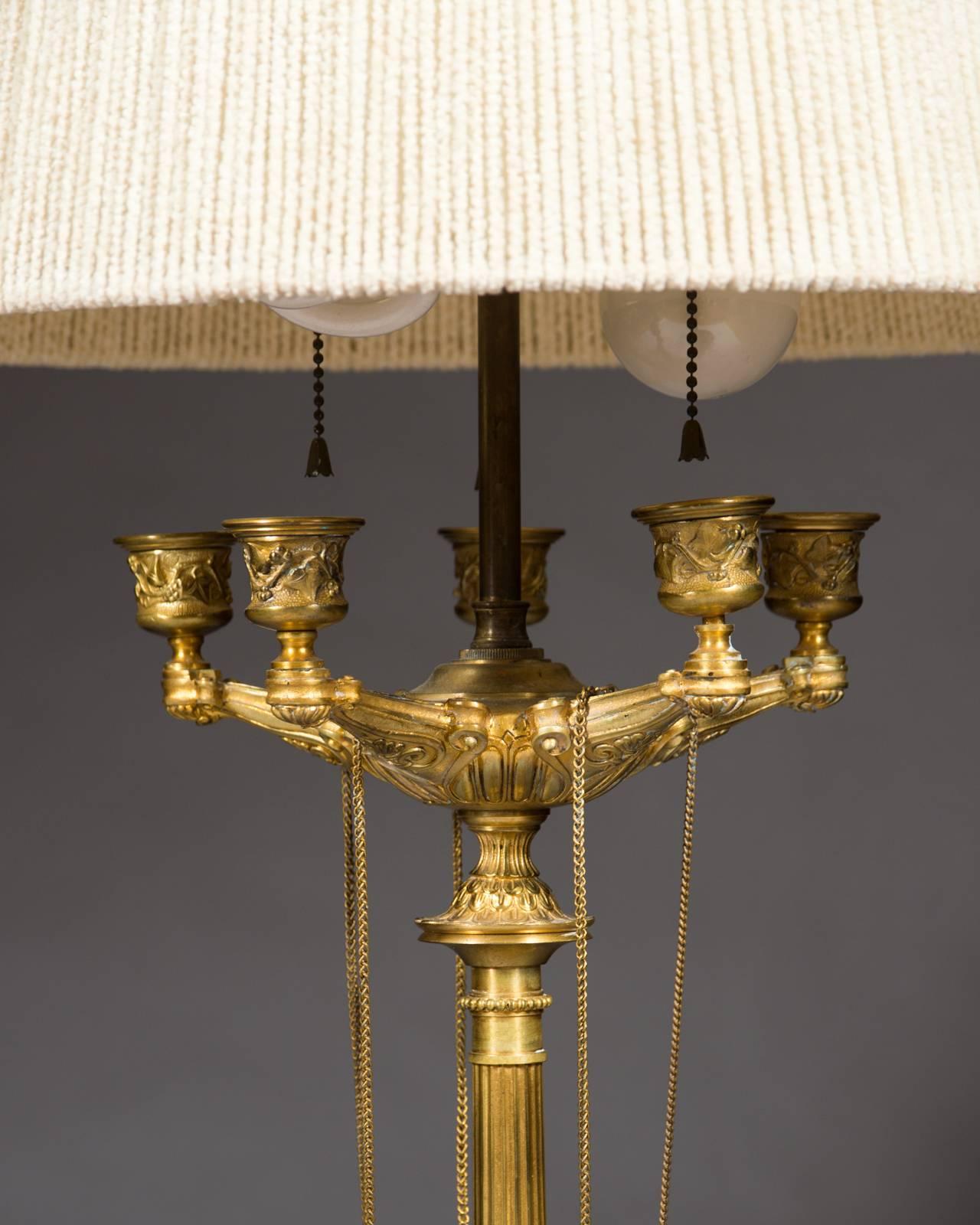 Napoleon III Very Fine Pair of 19th Century French Gilt Bronze Five-Branch Candelabras For Sale