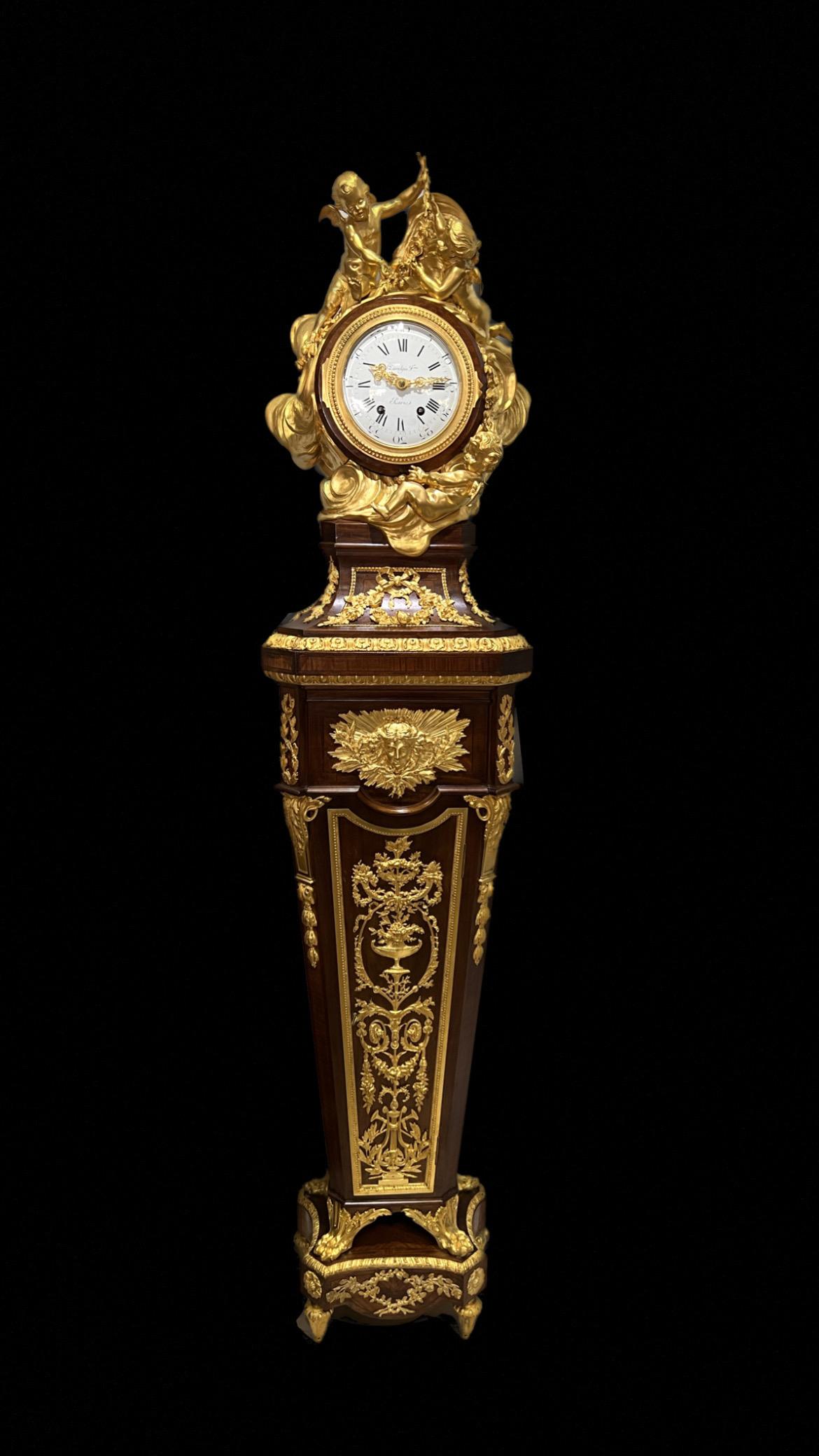 Superb 19th Century Grandfather Clock by Haentges Freres In Good Condition For Sale In Los Angeles, CA