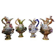 Four Meissen Porcelain Ewers Emblematic of the Elements
