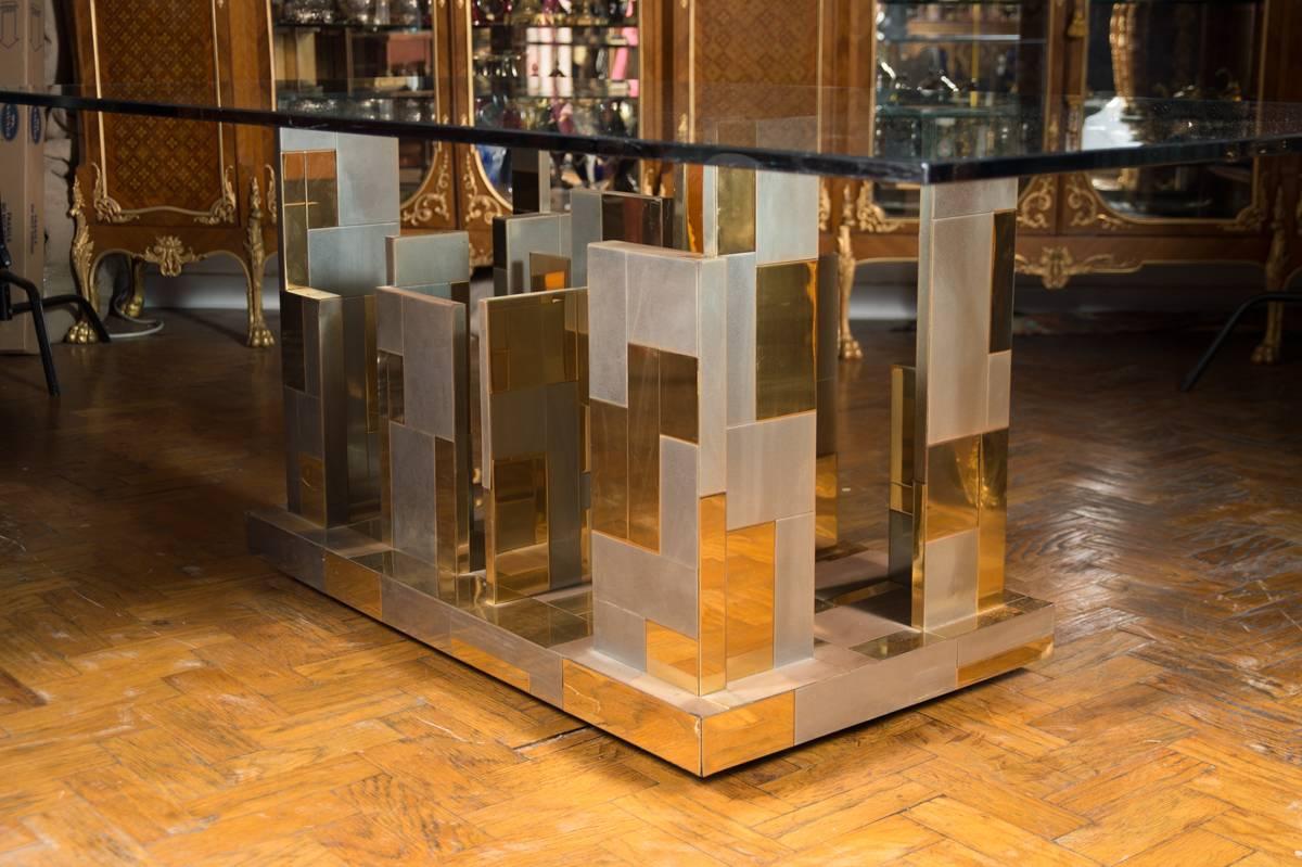 Grande table Cityscape en laiton, chrome et verre Paul Evans, de style moderne du milieu du siècle dernier  en vente 2