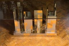 Large Mid-century Modern Paul Evans Cityscape Brass Chrome and glass Table