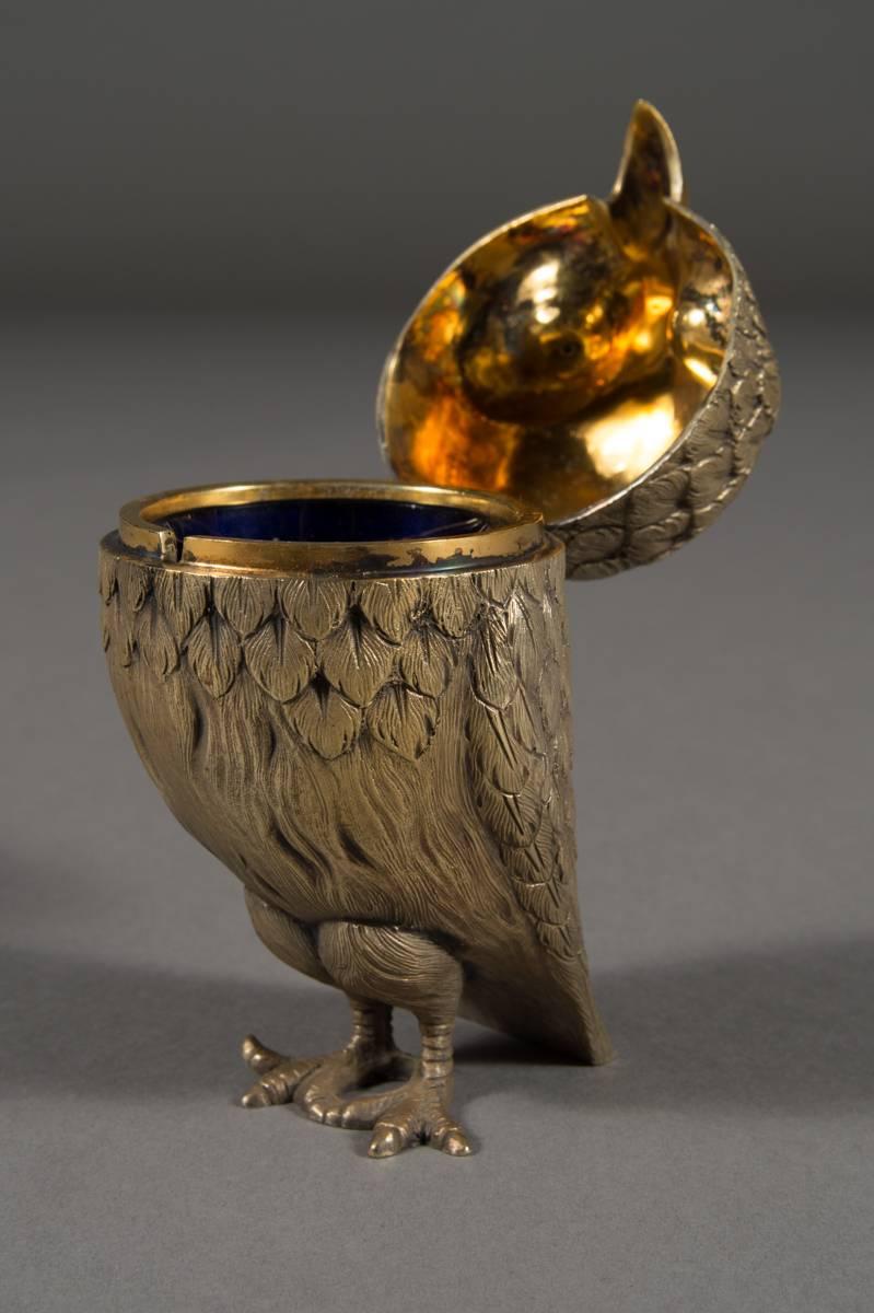 English Sterling Silver Owl Form Mustard Pot, Tiffany & Co, London, 1972  3