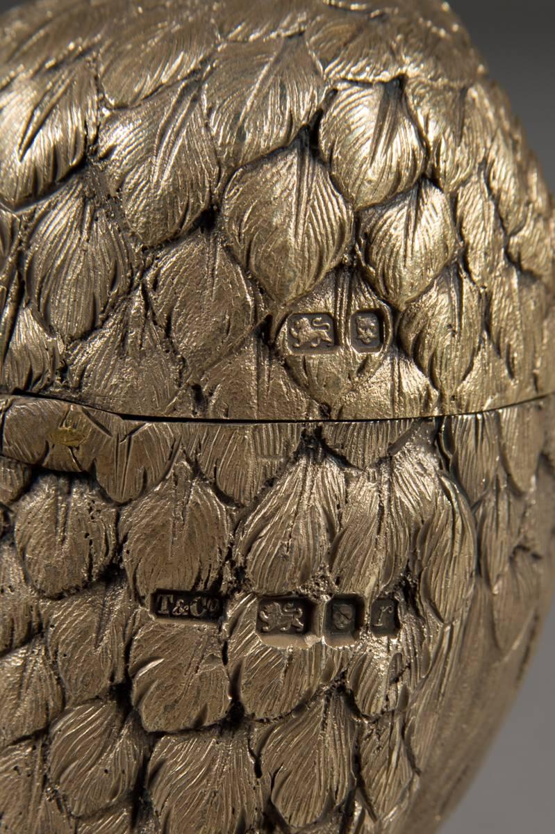 English Sterling Silver Owl Form Mustard Pot, Tiffany & Co, London, 1972  4