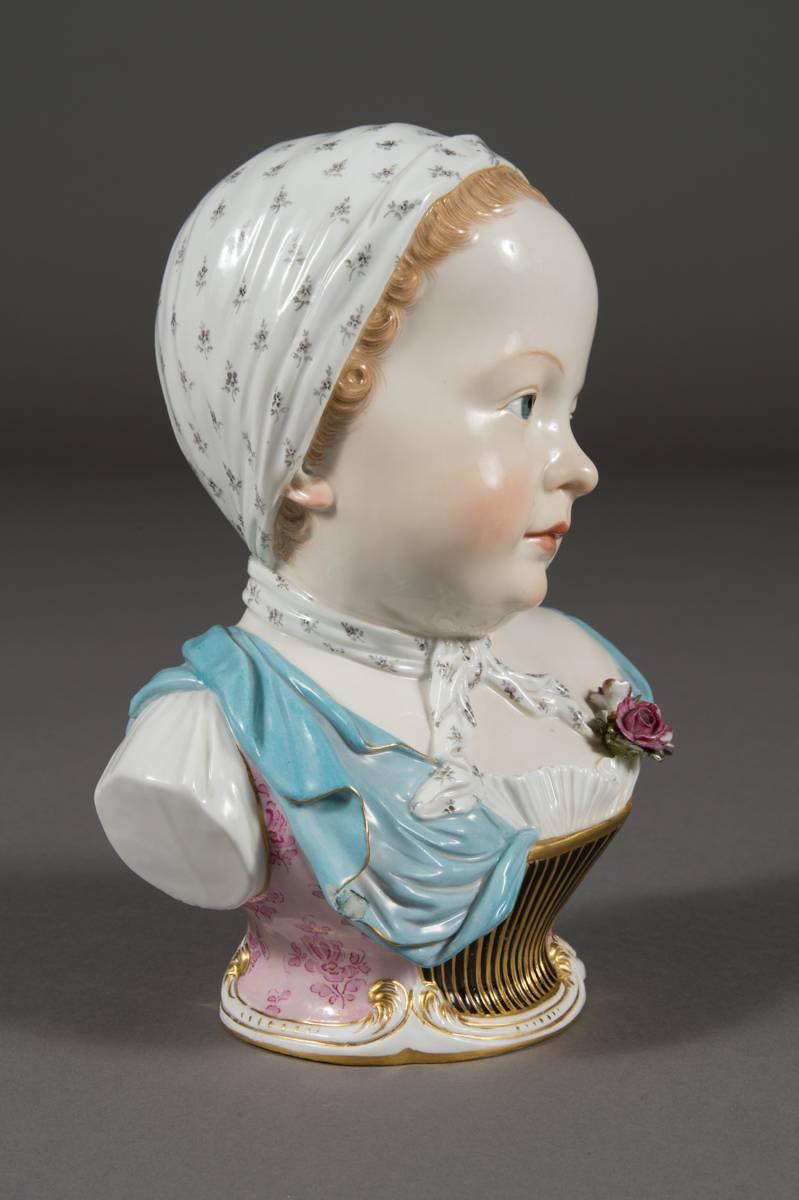 German Meissen Porcelain Portrait Bust of a Bourbon Child