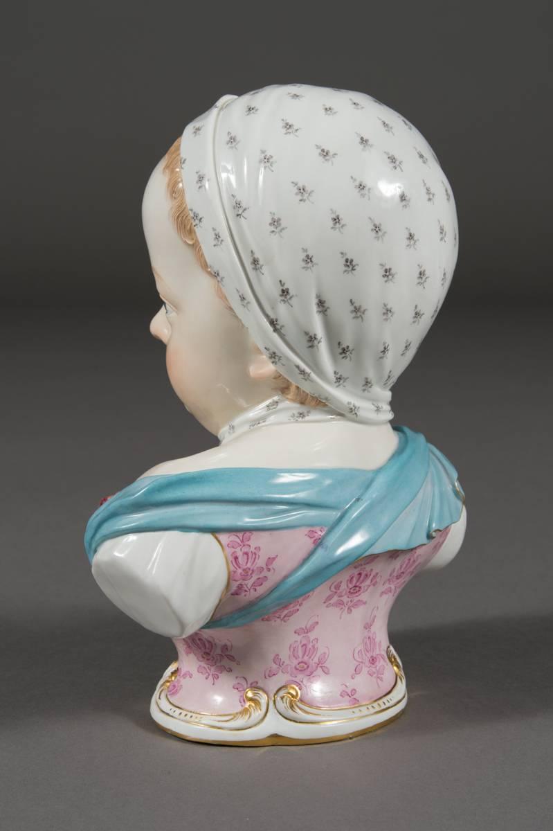 Mid-19th Century Meissen Porcelain Portrait Bust of a Bourbon Child