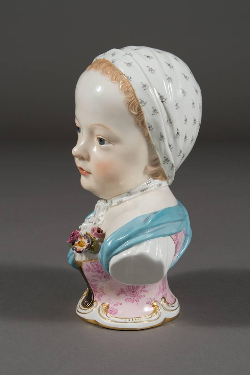 Meissen Porcelain Portrait Bust of a Bourbon Child In Excellent Condition In Los Angeles, CA