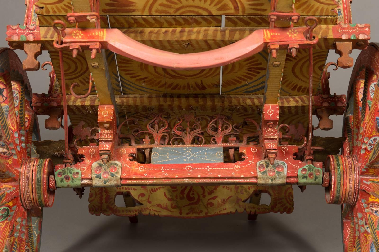 Ornate and Colorful Italian Processional Donkey Cart, circa 1855 In Excellent Condition In Los Angeles, CA