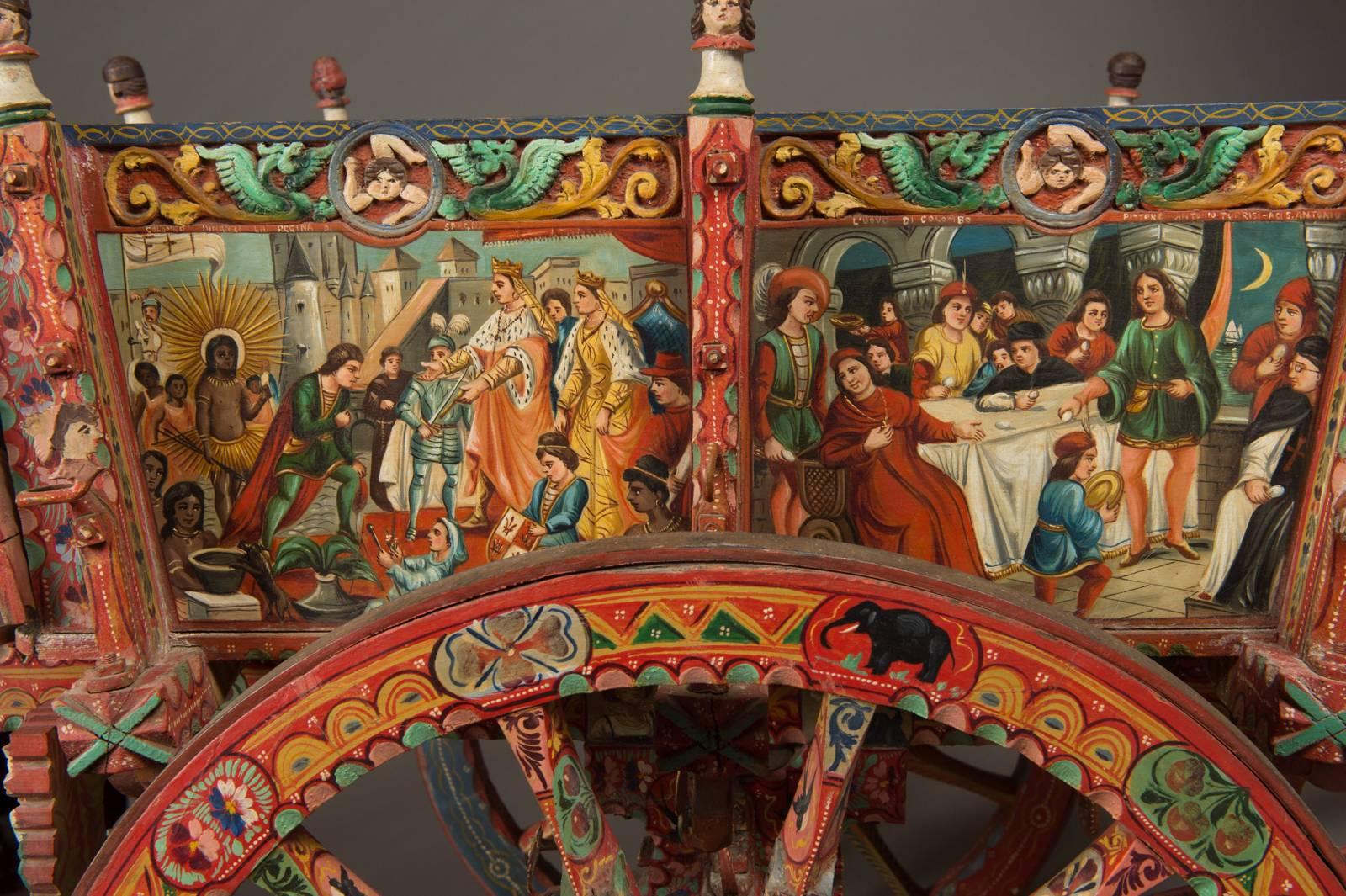Ornate and Colorful Italian Processional Donkey Cart, circa 1855 1