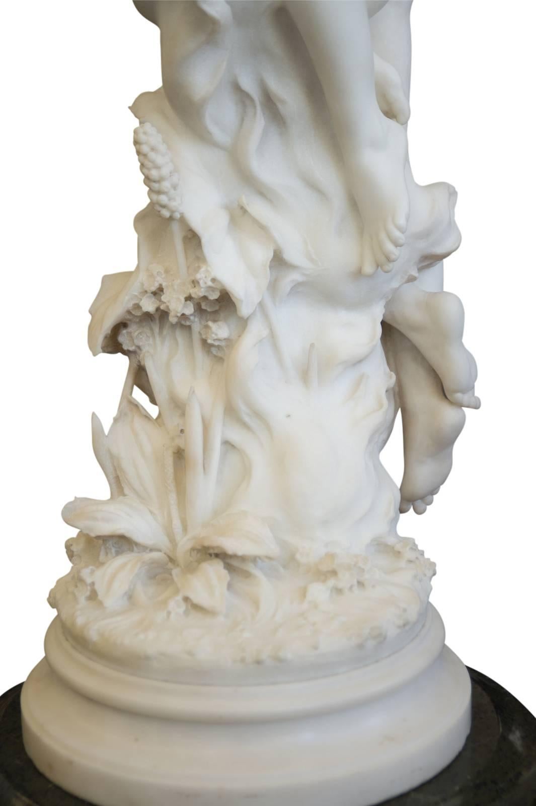 Carrara Marble Superb Italian Marble group of Two Intertwined Ladies by Vittorio Caradossi
