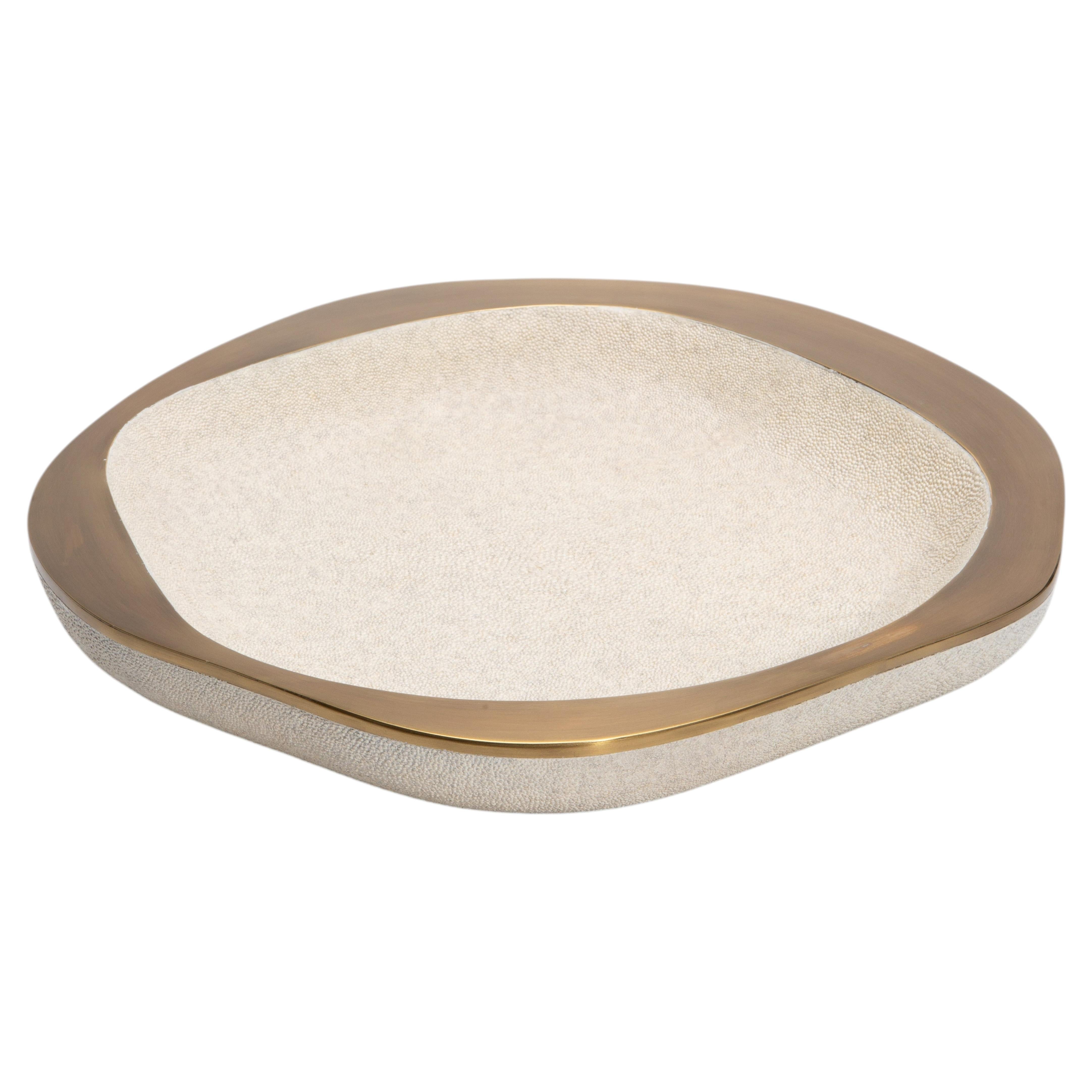 Bowl in Cream Shagreen with Bronze Patina Brass Details R&Y Augousti