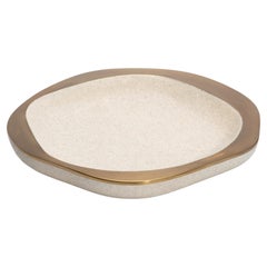 Bowl in Cream Shagreen with Bronze Patina Brass Details R&Y Augousti