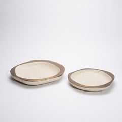 Bowl in Cream Shagreen with Bronze Patina Brass Details by R&Y Augousti