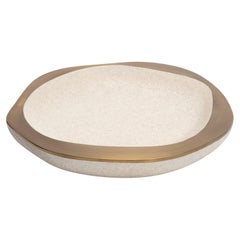 Bowl in Cream Shagreen with Bronze Patina Brass Details by R&Y Augousti
