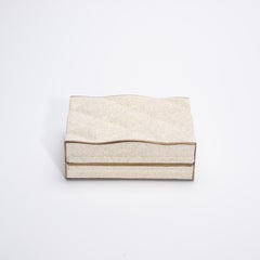 Set of 3 Quilted Boxes in Cream Shagreen with Bronze Patina Brass by Kifu Paris