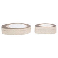 Set of 2 Boxes in Shagreen and Shell with Bronze Patina Brass by R&Y Augousti