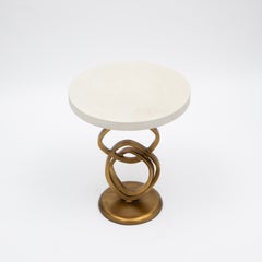 Side Table in Cream Shagreen with Bronze Patina Brass by Kifu Paris